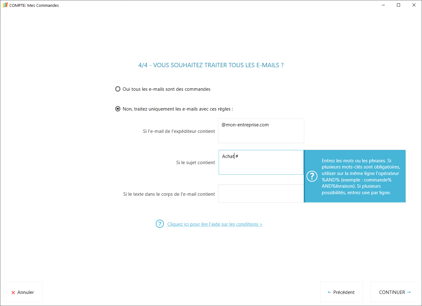 Définissez des régles pour traiter que certain emails