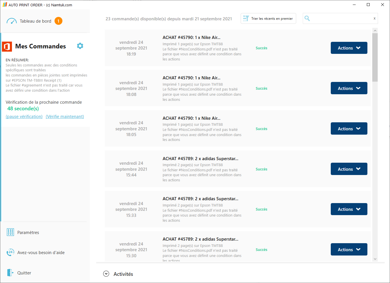 Visualisez toutes vos commandes