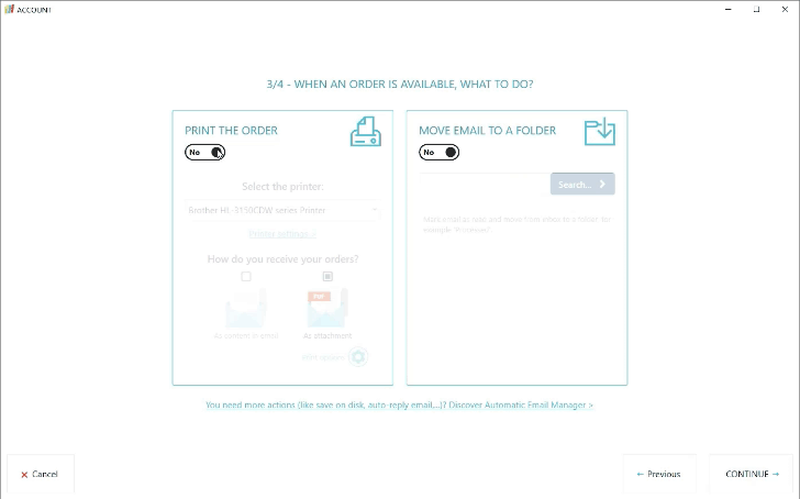 Printer selection with options